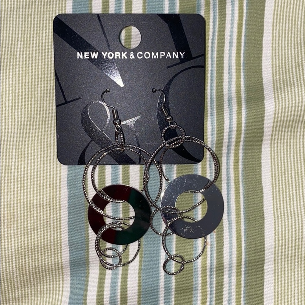 Long, Silver Circle Earrings